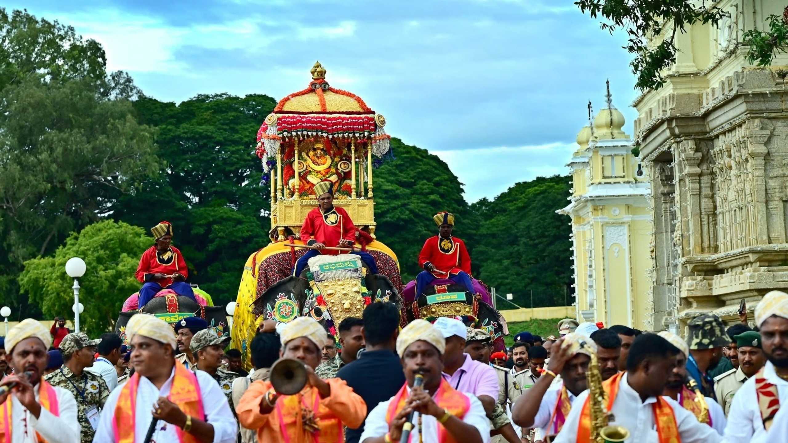 The goddess, the golden howdah, the city.
